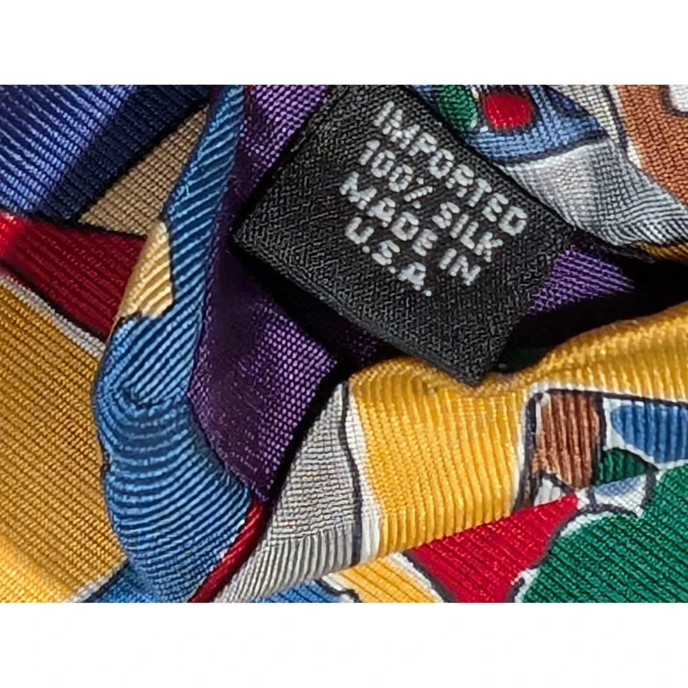 Save the Children Tie Mens Multicolor Big‎ Big City Silk Novelty Art Cityscape
